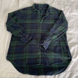 Madewell 1937 XS Run Large Flannel Oversized Boyfriend Shirt Green Black Plaid
